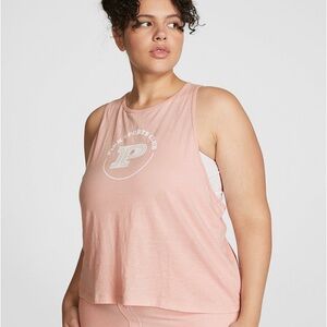 Victoria’s Secret PINK MEDIUM Pink 100% Cotton Cropped Racerback Tank Top